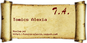Tomics Alexia névjegykártya